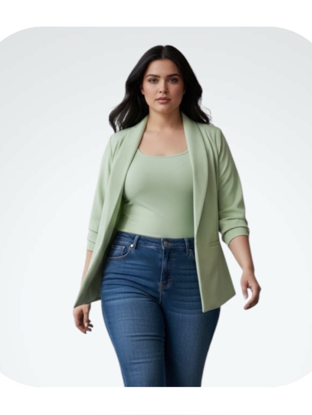 Studio by Torrid L (12) pistachio classic Shaw collar blazer